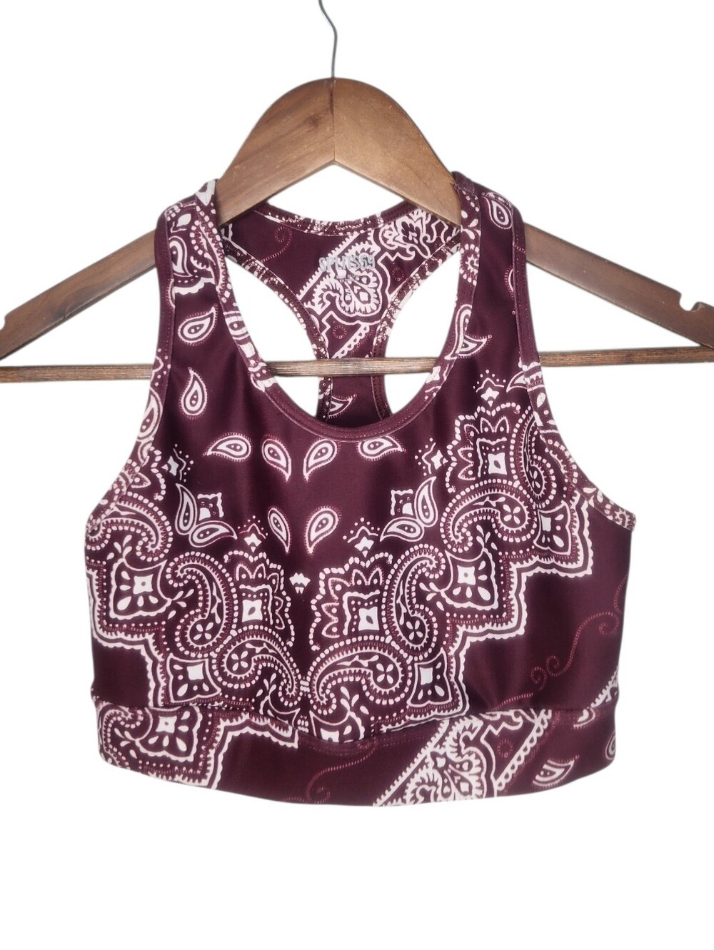 Splits59 Geri Bandana Print Sports Bra in Burgundy Size S